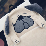 Canvas Fox Ear Embroidery Corduroy Backpack for Girls