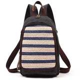 Women Canvas Backpack Chest Pack Vintage School Bags Casual Travel Rucksack