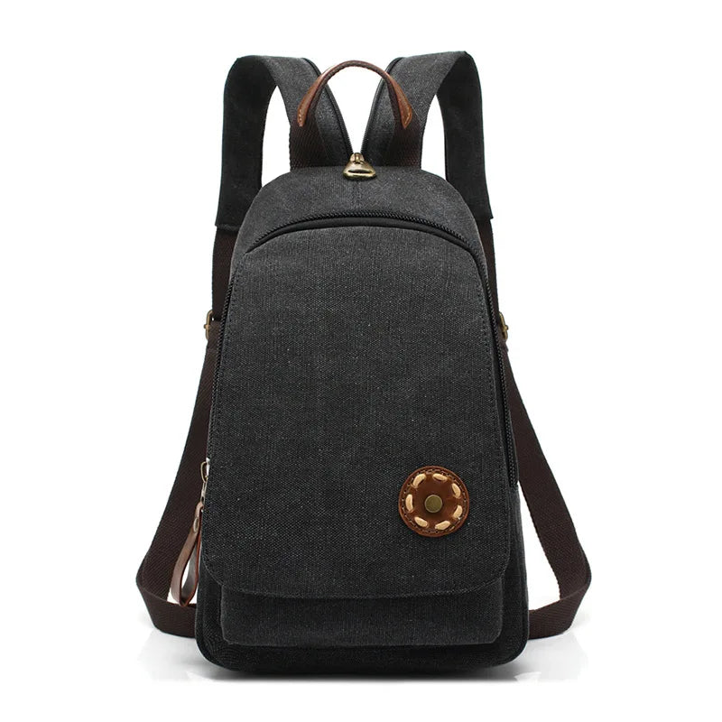 Women Canvas Backpack Chest Pack Vintage School Bags Casual Travel Rucksack