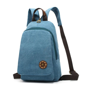 Women Canvas Backpack Chest Pack Vintage School Bags Casual Travel Rucksack