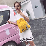 Women Backpack Sports Cloth Bunch Pocket Drawstring Rucksack