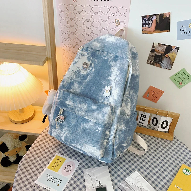 Tie Dye Print Backpack Large Rucksack Handbags School Bags