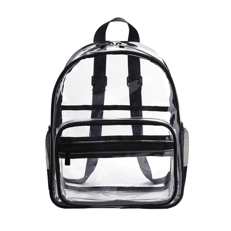 Women PVC Backpack Clear Bag College Students Bookbag Travel Daypac