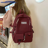 Women Retro Waterproof Canvas Nylon Backpack School Bags