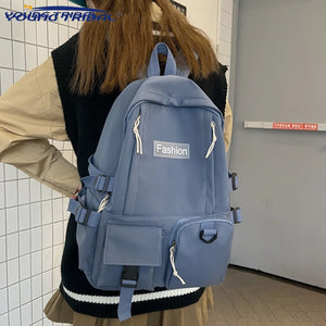 Women Retro Waterproof Canvas Nylon Backpack School Bags