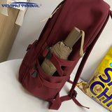 Women Retro Waterproof Canvas Nylon Backpack School Bags