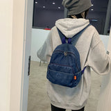 Vintage Denim School Backpack for Teen Girls