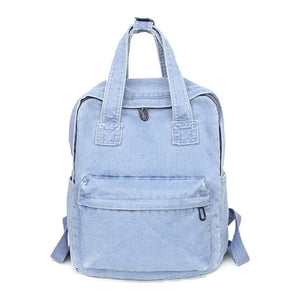 Vintage Denim School Bookbag Handbag Rucksack Shoulder Bag for Teenage Girls