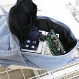Vintage Denim School Bookbag Handbag Rucksack Shoulder Bag for Teenage Girls