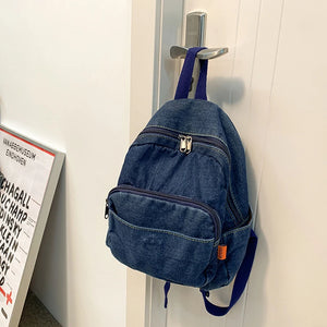 Denim Zipper Small Daypack Rucksack Shoulder Bag