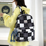 Waterproof Nylon Women Backpack Multi-Pocket Schoolbag