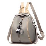 Women Backpack Zipper School Bags for Teenagers with Small Pendant