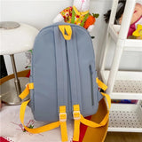 Women Backpack with Bear Pendant Nylon Schoolbag for Teenager College Rucksack