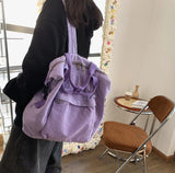 Canvas School Bag For Teenagers Girls Laptop Bookbags Rucksack