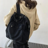 Canvas School Bag For Teenagers Girls Laptop Bookbags Rucksack