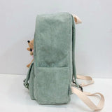 Japanese Harajuku Corduroy Women Backpacks College Style Big Casual