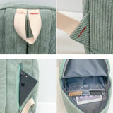 Japanese Harajuku Corduroy Women Backpacks College Style Big Casual