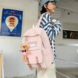 Japanese Harajuku Corduroy Women Backpacks College Style Big Casual