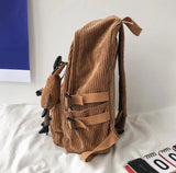 Corduroy Women Backpack Large School Bag Teenagers Girls Laptop Bookbags