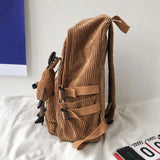 Corduroy Women Backpack Large School Bag for Girls Teens