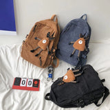 Corduroy Women Backpack Large School Bag for Girls Teens