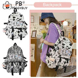 Funny Cow Print Canvas Backpack for Women College Girls