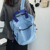 Denim School Bag for Teenagers Girls Laptop Bookbags Rucksack Mochila