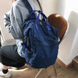 Denim School Bag for Teenagers Girls Laptop Bookbags Rucksack Mochila