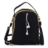 Embroidered Mini Backpack Vintage Flower Travel Shoulder Bag