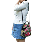 Embroidered Mini Backpack Vintage Flower Travel Shoulder Bag