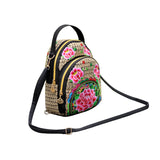 Embroidered Mini Backpack Vintage Flower Travel Shoulder Bag