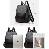 Women Leather Travel Backpack School Bags Girls Solid Back Pack Vintage Bagpack