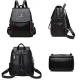 Women Leather Travel Backpack School Bags Girls Solid Back Pack Vintage Bagpack