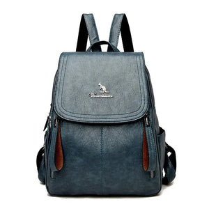 Women Leather Travel Backpack School Bags Girls Solid Back Pack Vintage Bagpack