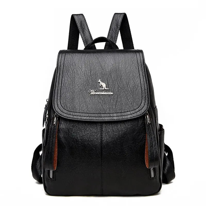 Women Leather Travel Backpack School Bags Girls Solid Back Pack Vintage Bagpack