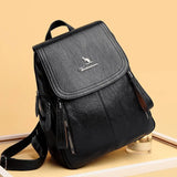 Women Leather Travel Backpack School Bags Girls Solid Back Pack Vintage Bagpack