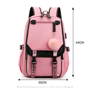 Women Backpacks Girls Schoolbag Anti Theft USB Charge Bagpack Waterproof