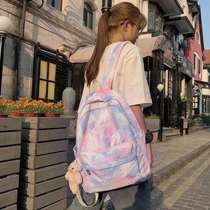 Gradient Women Backpack Schoolbag Waterproof Nylon Travel Bag