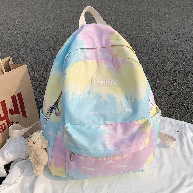 Gradient Women Backpack Schoolbag Waterproof Nylon Travel Bag