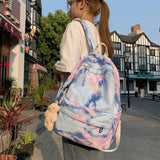 Gradient Women Backpack Schoolbag Waterproof Nylon Travel Bag
