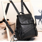 Women Backpacks Pu Leather Patchwork Waterproof Shoulder Bag College