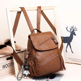 Women Backpacks Pu Leather Patchwork Waterproof Shoulder Bag College