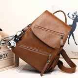 Women Backpacks Pu Leather Patchwork Waterproof Shoulder Bag College