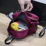 Velvet Mini Backpack with Pompom Zipper