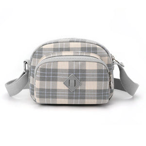 Women Casual Shoulder Bag Nylon Waterproof Messenger Bag Lady Plaid Crossbody