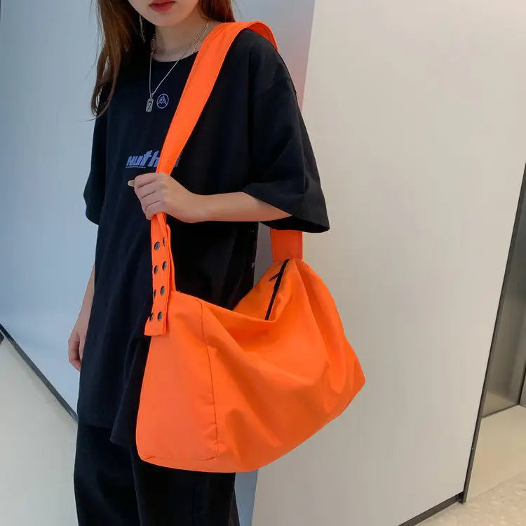 Nylon Bucket Shoulder Bag Crossbody Travel Bag