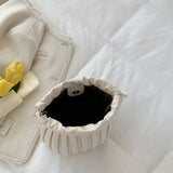 Women Bag PU Leather Handbag Pleated Pack Large Capacity Lady Shoulder Bags