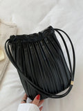 Women Bag PU Leather Handbag Pleated Pack Large Capacity Lady Shoulder Bags