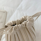 Women Bag PU Leather Handbag Pleated Pack Large Capacity Lady Shoulder Bags