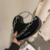 Heart Pattern Chain Women Handbag Silver